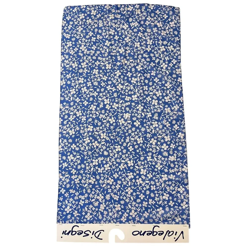 One of a Kind Silk Scarf Manufacture Sample Blue Flowers - Vialegeno Disegni